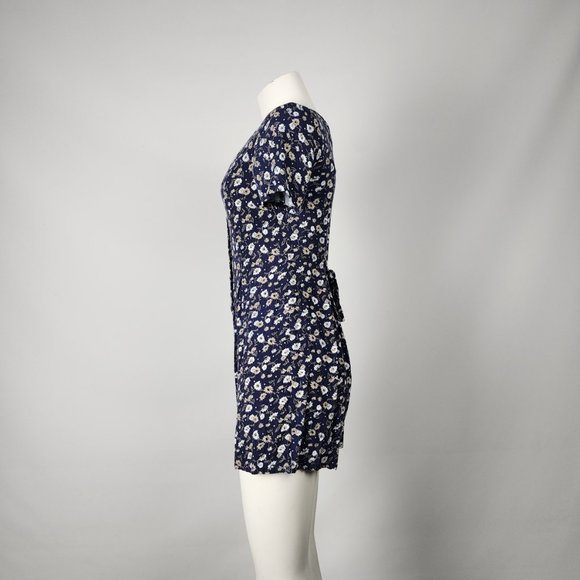 Vintage Jessica Scott Navy Blue Floral Button Up Romper Size S/M - Picture 6 of 11